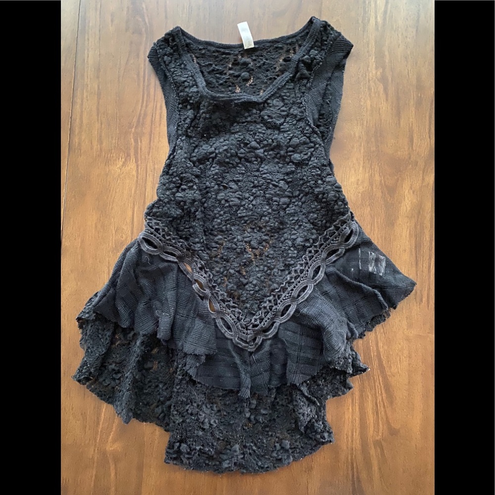 Free People Lace Open-Back Tank with Ruffles